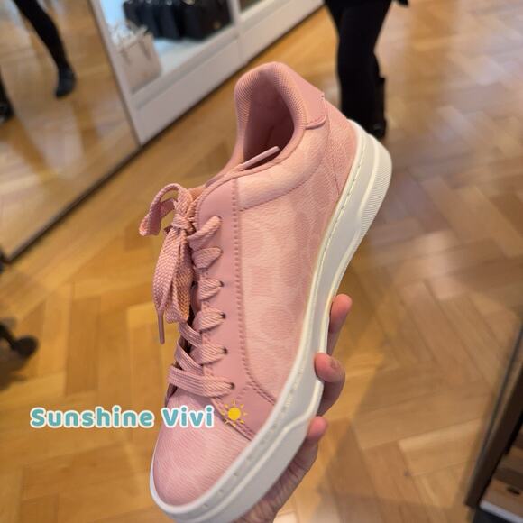 NEW Coach High Line Sneaker Woman's Signature Canvas CBT39 Powder Pink Size 9.5 - Picture 3 of 10